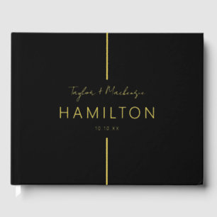 Personalized Wedding Black and Real Foil Guest Book