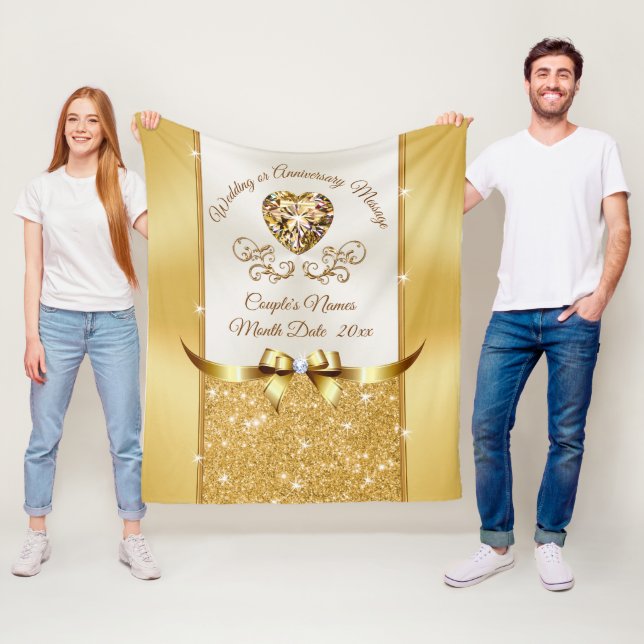 Personalized Wedding Blanket, Any Year Anniversary Fleece Blanket (In Situ)