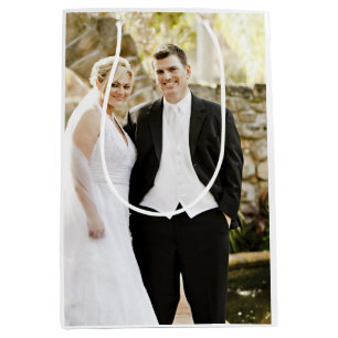Personalized Wedding Bridal Engagement Photo Medium Gift Bag