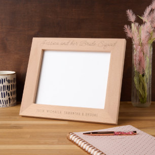 Personalized Wedding Bride Squad Bridesmaid Names Etched Frames