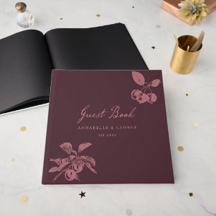 Personalized Wedding Burgundy Vintage Floral Fruit Guest Book