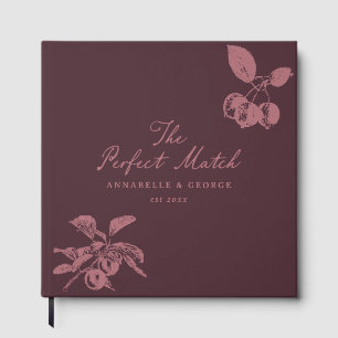 Personalized Wedding Burgundy Vintage Floral Fruit Guest Book