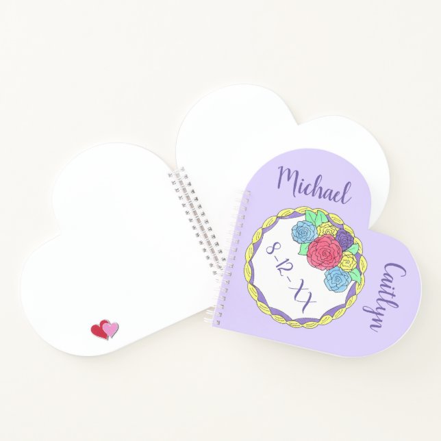 Personalized Wedding Cake Bride Groom Floral Favou Notebook (Inside)