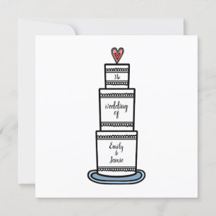 Personalized Wedding Cake Illustration Wedding Invitation