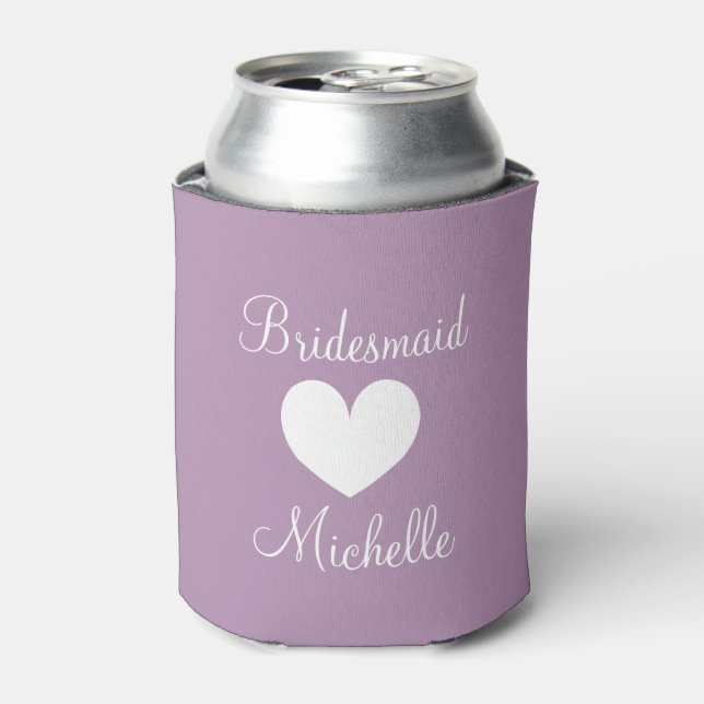 Personalized wedding can cooler for bridesmaids (Can Front)