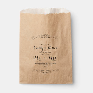 Personalized Wedding Candy Bar Buffet or Popcorn Favour Bag