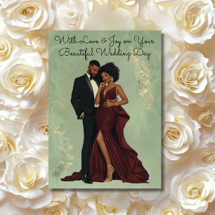Personalized Wedding Card Elegant African Americ