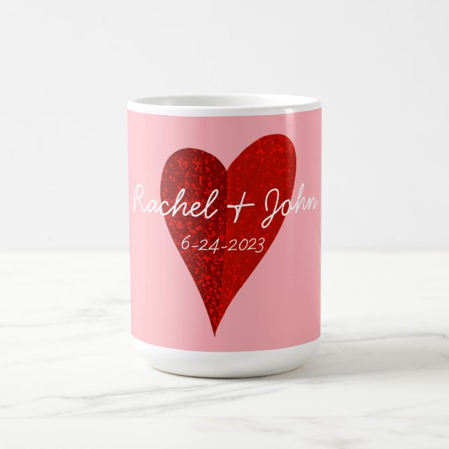 Personalized Wedding Coffee Mug with Heart (Center)