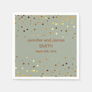 Personalized Wedding Confetti Spots Gold Glitter Napkin