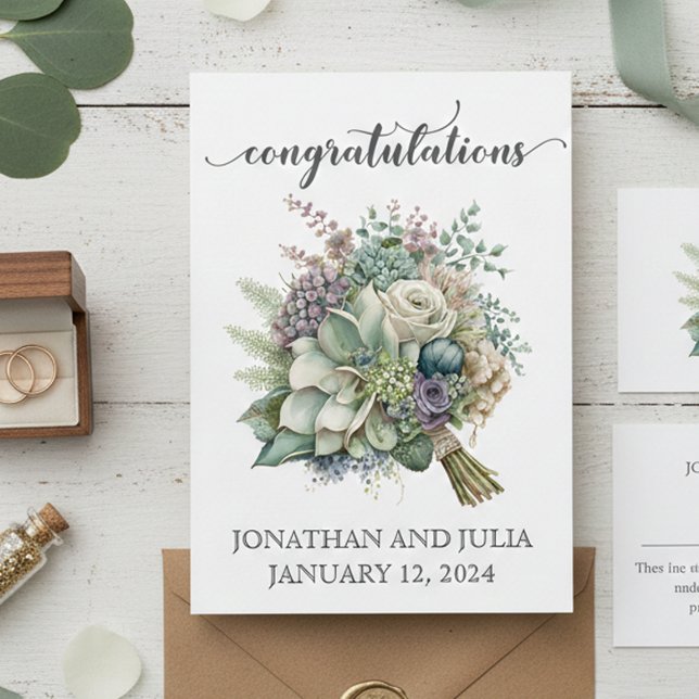 Personalized Wedding Congratulations Flowers Card (Creator Uploaded)