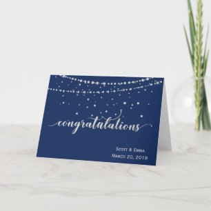 Personalized Wedding Congratulations Navy Silver Card