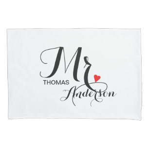 Personalized Wedding Couple - Mister with Heart Pillowcase
