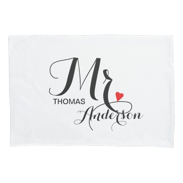 Personalized Wedding Couple - Mister with Heart Pillowcase (Front)