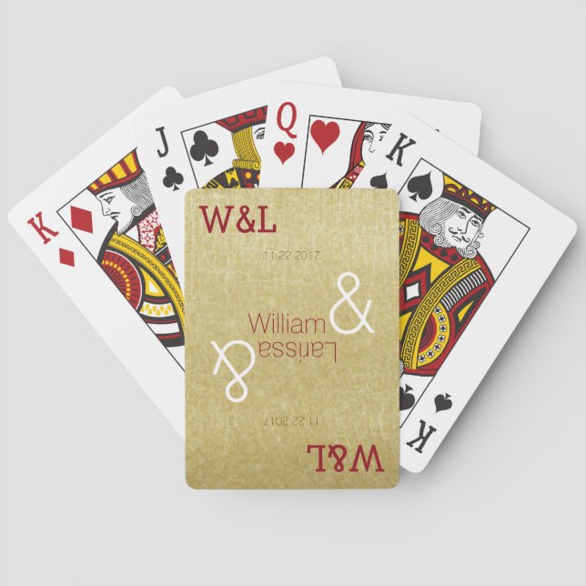 personalized wedding couple names elegant playing cards (Back)