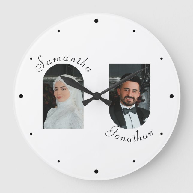 Personalized Wedding Couple Photo Wall Clock (Front)