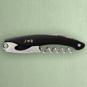 Personalized Wedding Custom Heart Couple Monogram Corkscrew