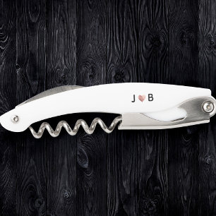 Personalized Wedding Custom Heart Couple Monogram Corkscrew