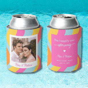 Personalized Wedding Custom Photo Retro Groovy Can Cooler