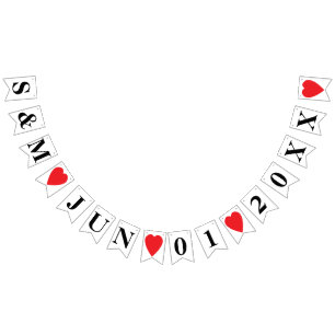 PERSONALIZED WEDDING DATE AND BRIDE+GROOM INITIALS BUNTING FLAGS