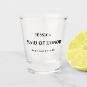 Personalized Wedding Date and Names Maid of Honour Shot Glass