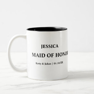 Personalized Wedding Date and Names Maid of Honour Two-Tone Coffee Mug