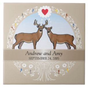 Personalized Wedding Date Anniversary, Buck & Doe Tile
