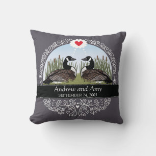 Personalized Wedding Date Anniversary, Geese Throw Pillow
