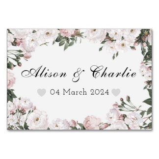 Personalized Wedding Date Floral Table Card