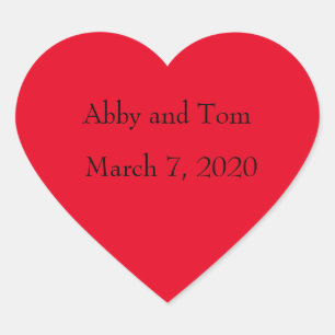Personalized Wedding Date Red Heart Stickers