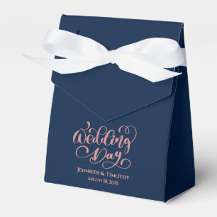 Personalized Wedding Day Elegant Navy Blue Favor Box