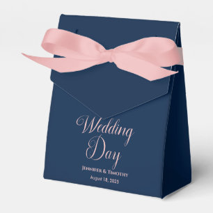 Personalized  Wedding Day Elegant Navy Blue Favour Favor Box