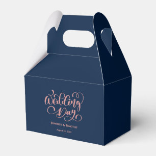 Personalized  Wedding Day Elegant Navy Blue Favour Favor Box