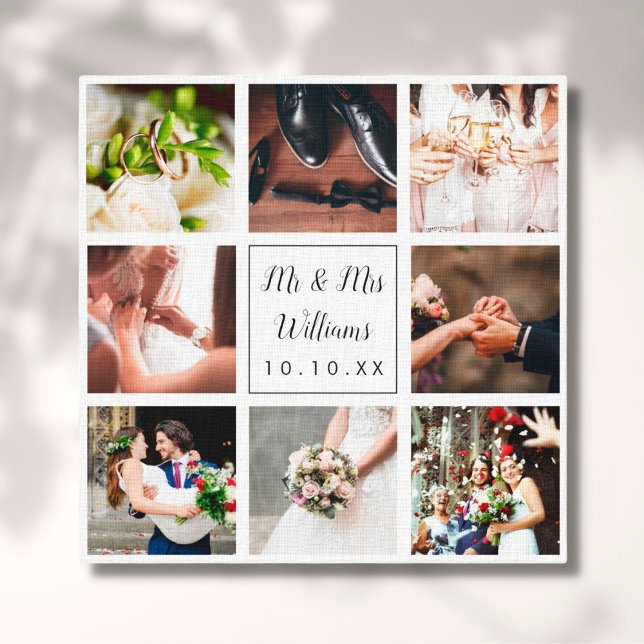 Personalized Wedding Day Photo Collage Canvas Print (Creator Uploaded)
