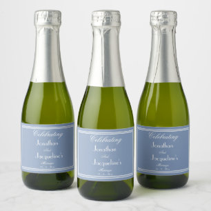 Personalized Wedding Dusty Blue Mini Sparkling Wine Label