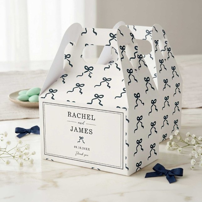 Personalized Wedding Elegant Bow Coquette Minimal Favor Box (Creator Uploaded)