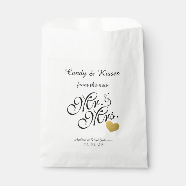 Personalized Wedding Favour Bag Candy Kisses Mr Mr (Front)