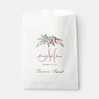 Personalized Wedding Favour Bag - Floral Monogram
