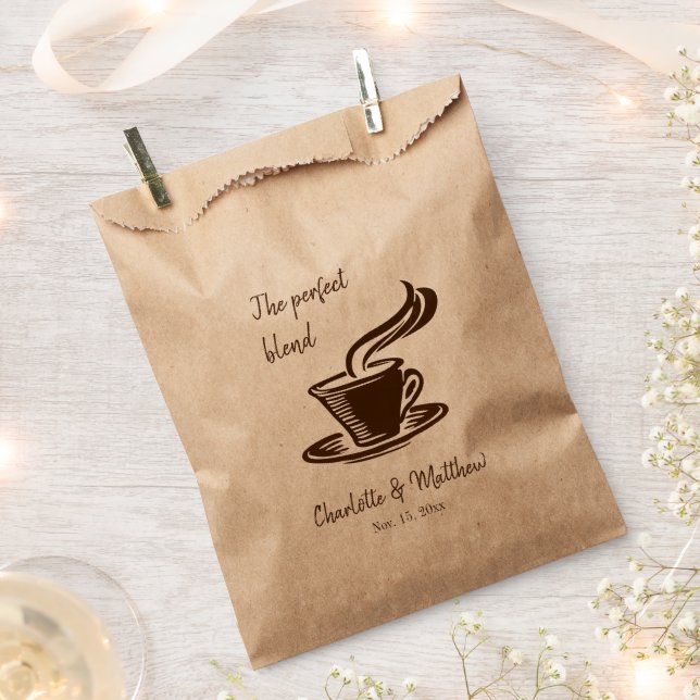 Personalized Wedding Favour Bag for Coffee Beans (Clipped)
