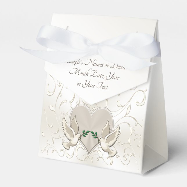 Personalized Wedding Favour Boxes, Love Bird Favou Favor Box (Front Side)