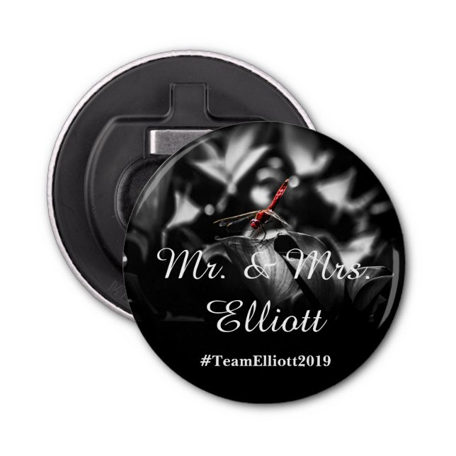 Personalized Wedding Favour Button Bottle Opener (Front)