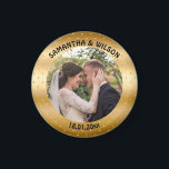 Personalized Wedding Favour | Gold |Photo Magnet<br><div class="desc">You can personalize this design by putting your own photo,  names of the couple and the date of the wedding. It has a trendy and glittery gold background.</div>