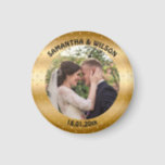 Personalized Wedding Favour | Gold |Photo Magnet<br><div class="desc">You can personalize this design by putting your own photo,  names of the couple and the date of the wedding. It has a trendy and glittery gold background.</div>