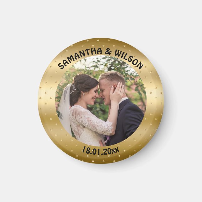 Personalized Wedding Favour | Gold |Photo Magnet (Front)