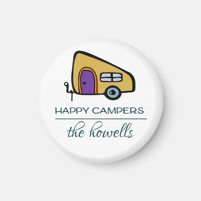 Personalized Wedding Favour Magnet - Happy Campers (Front)