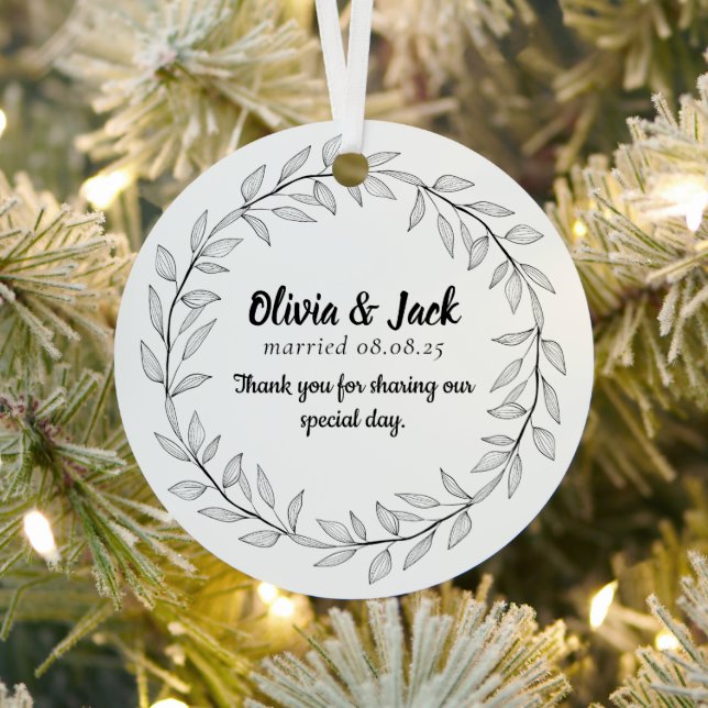 Personalized Wedding Favour Metal Ornament (Insitu)