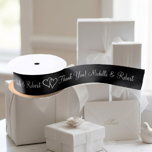 Personalized wedding favour ribbon with cute heart satin ribbon