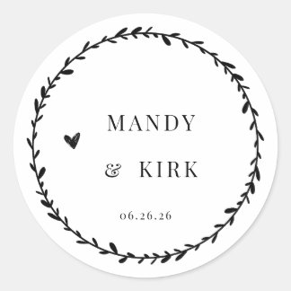Personalized Wedding Favour Sticker | Laurel Wreat