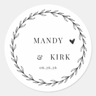 Personalized Wedding Favour Sticker | Laurel Wreat