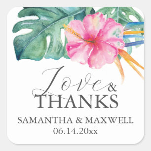 Personalized Wedding Favour Stickers Pink Flower