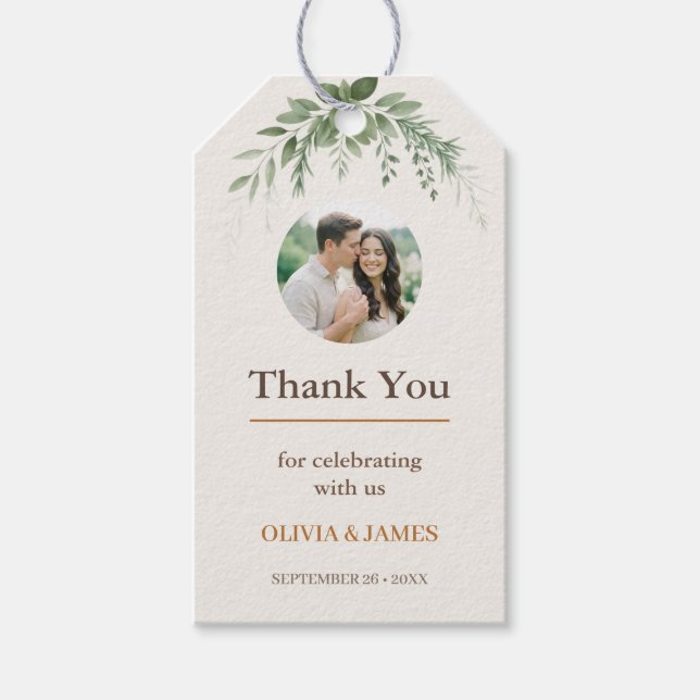 Personalized Wedding Favour Tag | Rustic Botanical (Front)